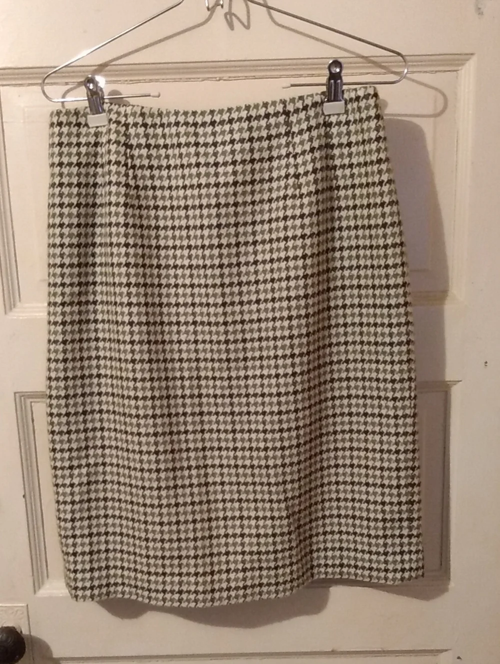 Houndstooth Plaid Skirt Lined Wool Blend Perfect For Winter Fall